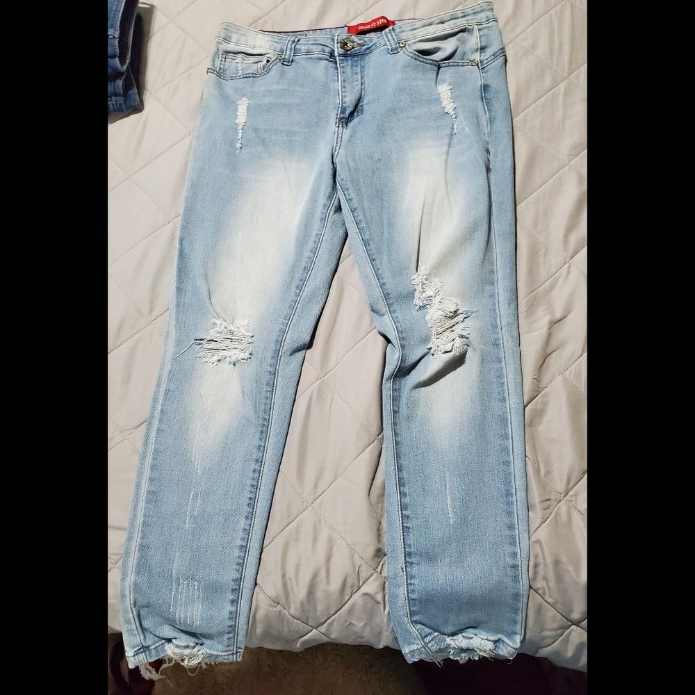 GOGO Star Jeans Womens 11 Low Rise Skinny Fit Distressed Ankle Crop